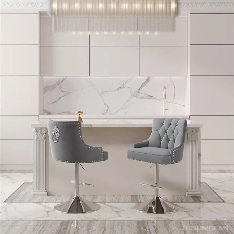 Tabouret réglable en velours de style européen gris