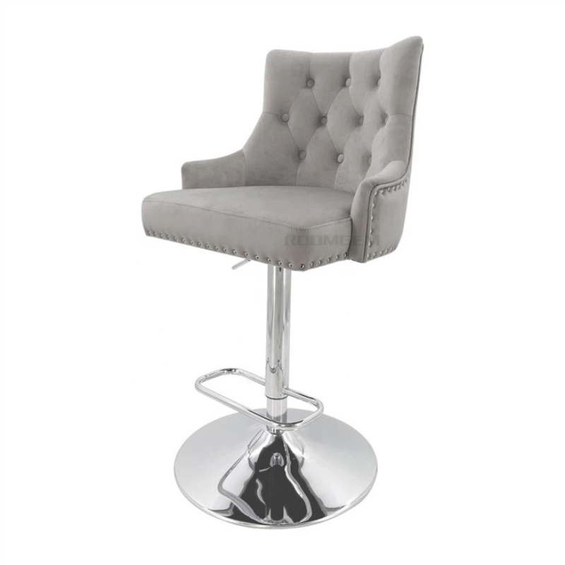 Tabouret réglable en velours de style européen gris