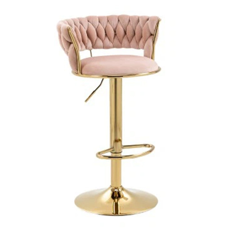 Chaise de bar en velours haut de loisirs rose minimaliste moderne