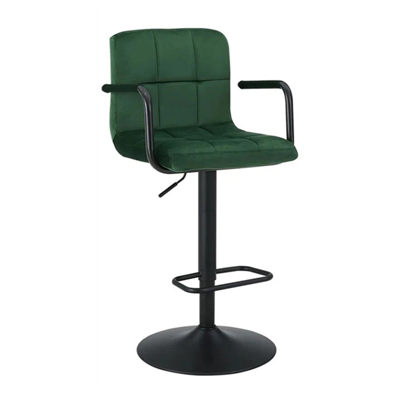 Ensemble de 2 tabourets de bar pivotants en velours vert avec accoudoirs