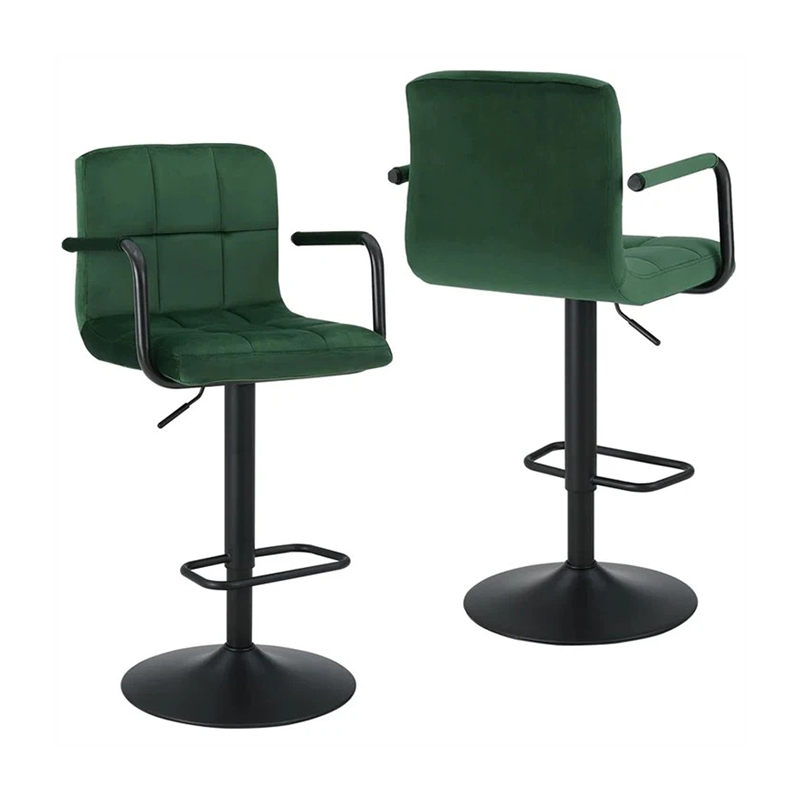 Chaises de tabouret de bar pivotantes en velours vert pivotant à 360°