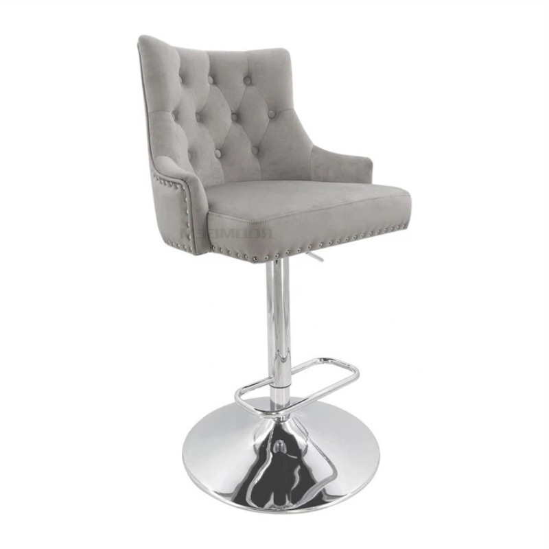 Tabouret réglable en velours de style européen gris