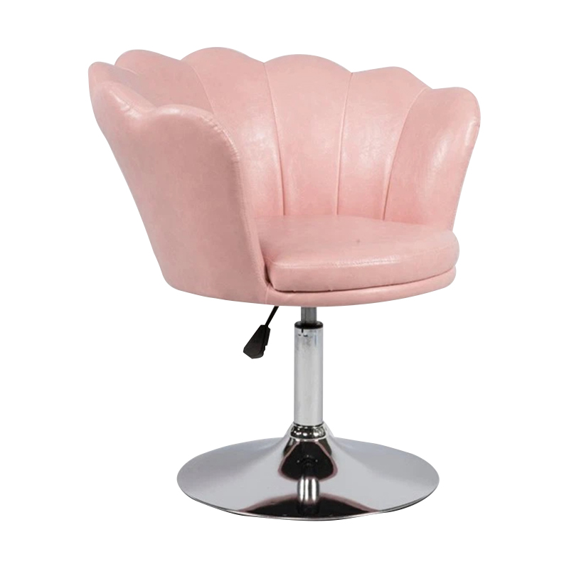 Chaise pivotante en PU avec tabouret à dossier haut et pétale moderne rose