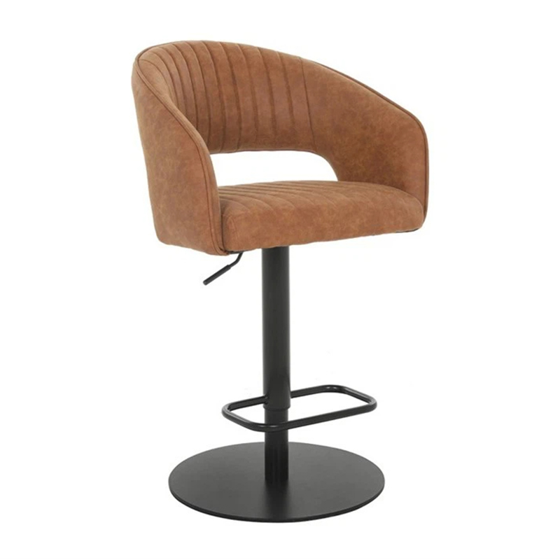 Tabouret de bar pivotant en velours/cuir PU/lin avec dossier