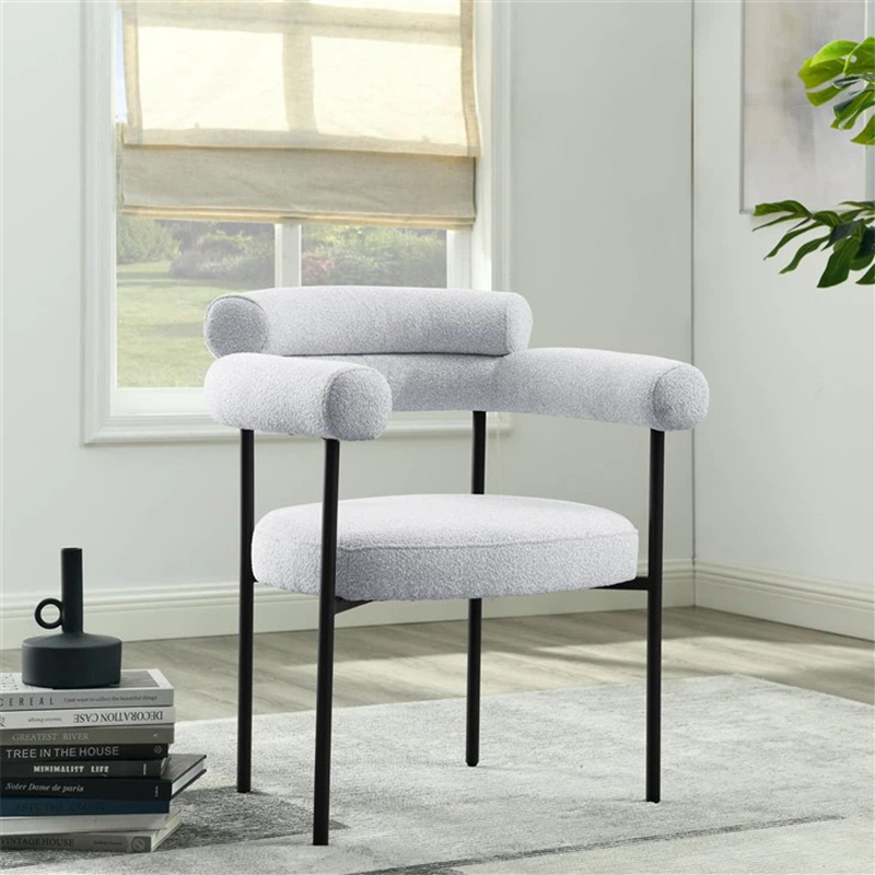 Chaise de salon avec fauteuil rembourré en métal