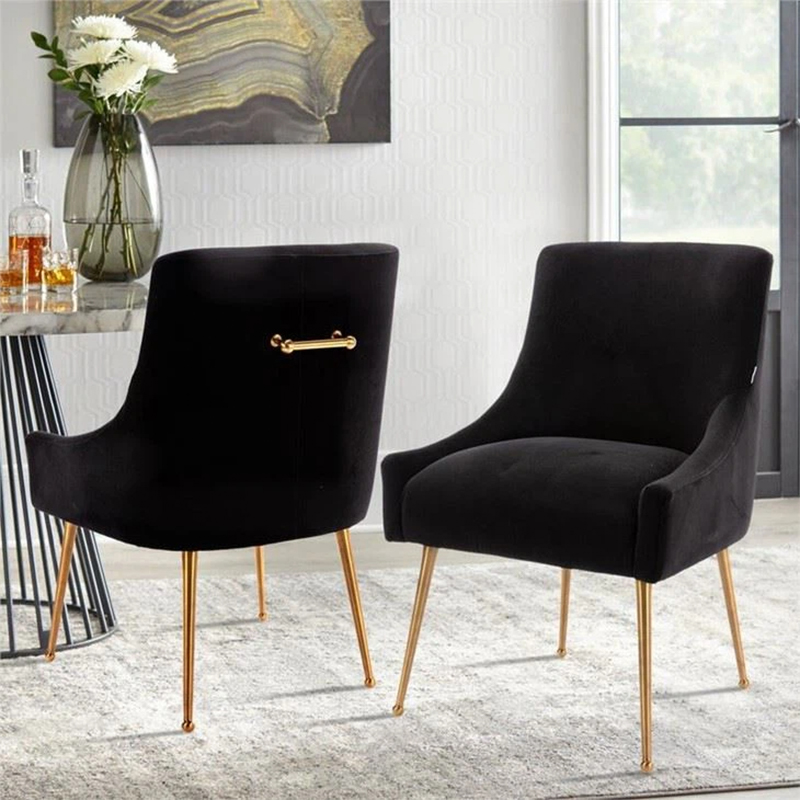 Chaise de salle à manger confortable avec vanité de mariage en velours noir