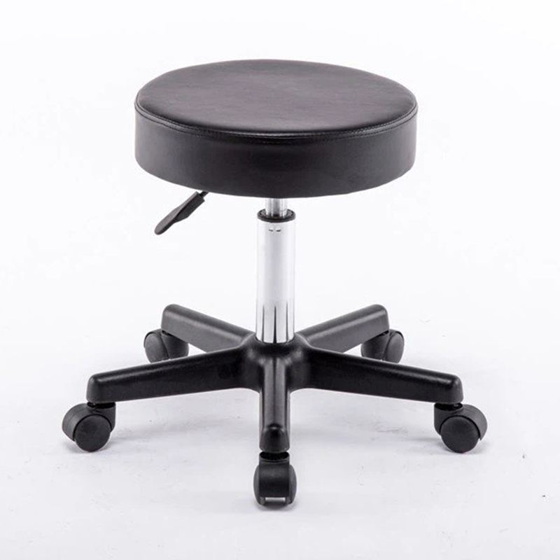 Tabouret de salon roulant rond hydraulique réglable noir