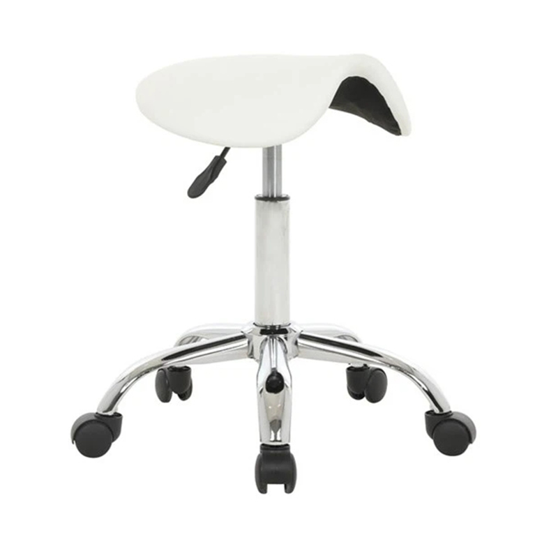 Tabouret de selle blanc siège d'esthéticienne ergonomique à roulettes