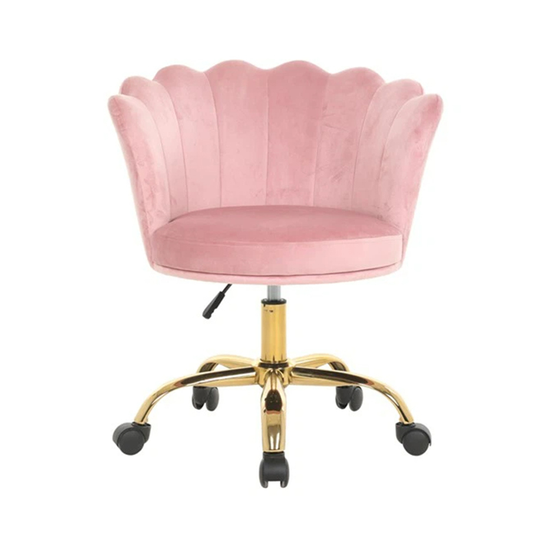 Chaise de coiffeuse rose pivotante réglable pour salon, chambre à coucher