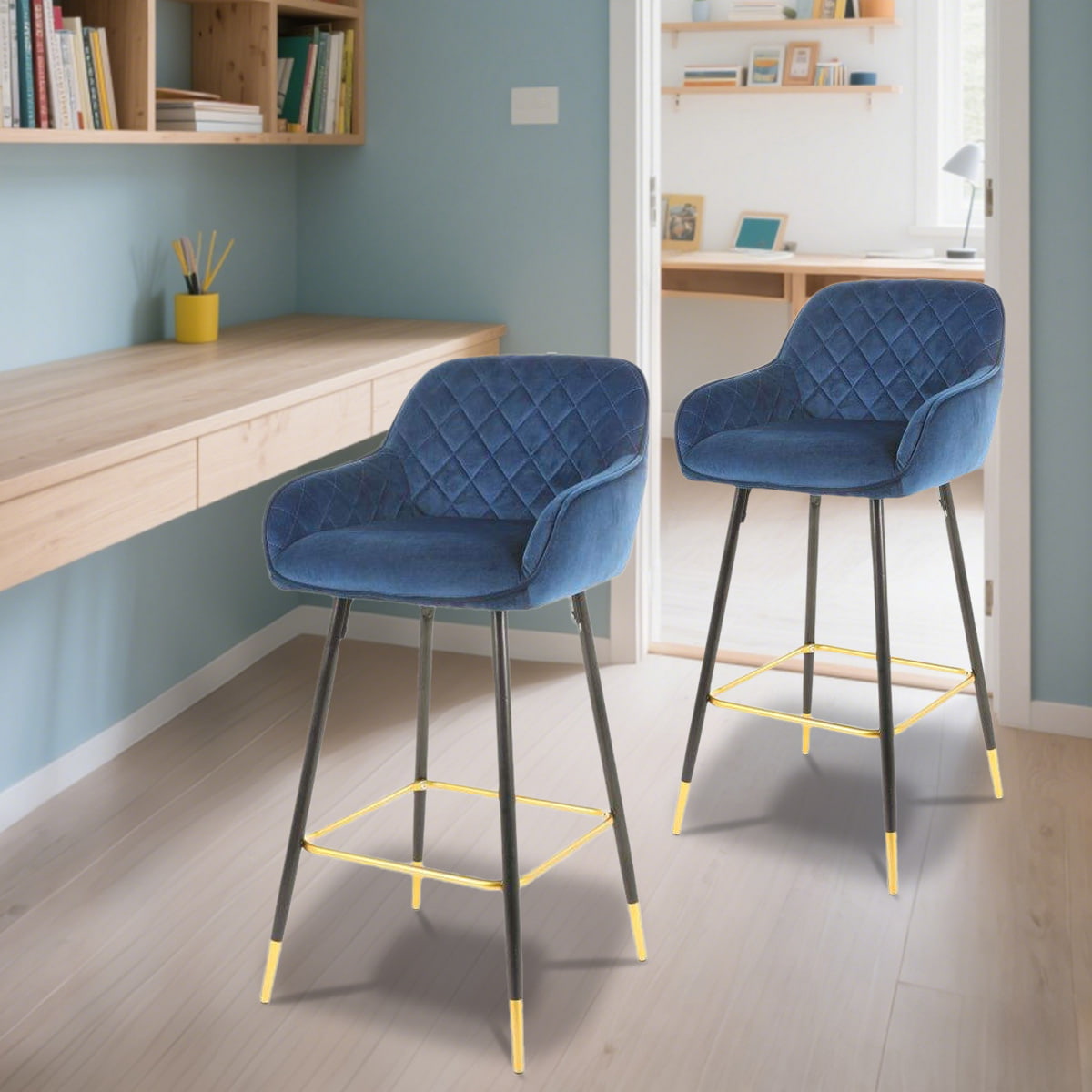 Tabouret de bar rembourré confortable avec dos pour étudier