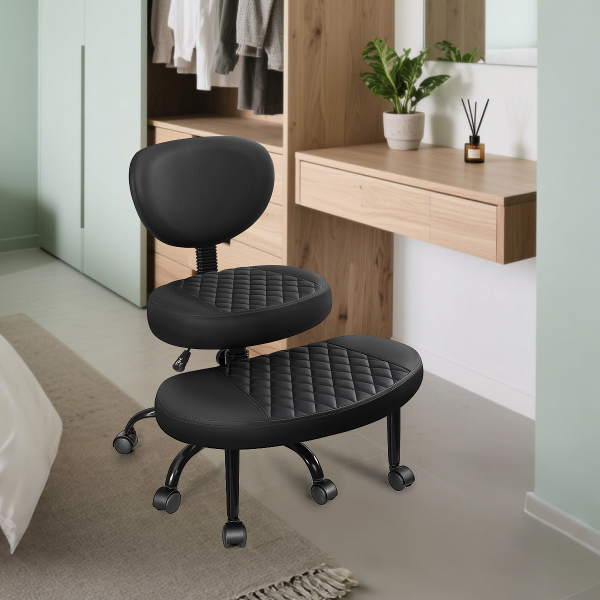 Chaise de bureau à jambes croisées ergonomiques avec repose-pied pivotant à 360 ° et hauteur réglable
